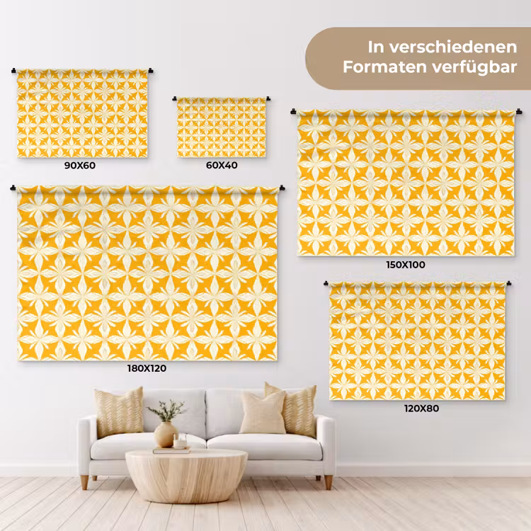Patroon - Retro - Geel Wandkleed katoen klein 269 -tsfeer8_DE