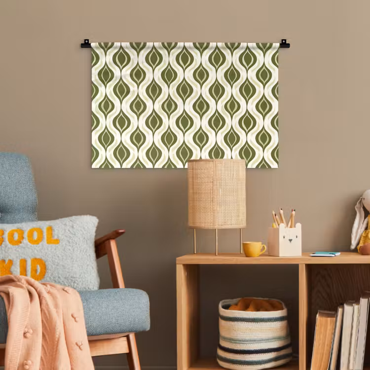 Patroon - Retro - Groen Wandkleed katoen klein 269 -wsfeer4_kind