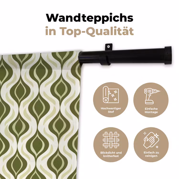 Patroon - Retro - Groen Wandkleed katoen klein 269 -tsfeer2_DE