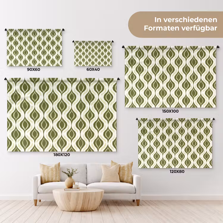 Patroon - Retro - Groen Wandkleed katoen klein 269 -tsfeer8_DE