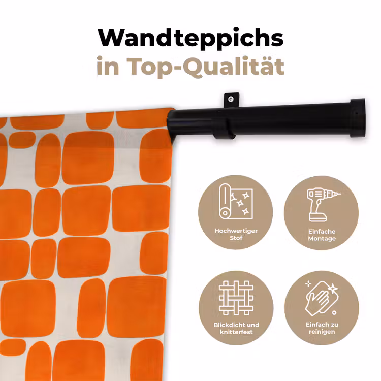 Patroon - Retro - Oranje Wandkleed katoen klein 269 -tsfeer2_DE