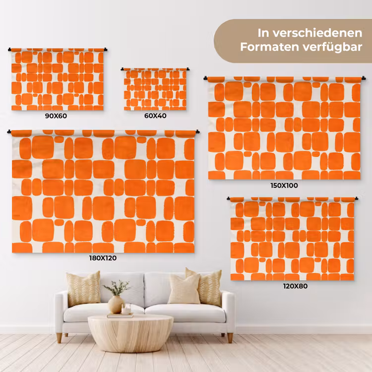 Patroon - Retro - Oranje Wandkleed katoen klein 269 -tsfeer8_DE