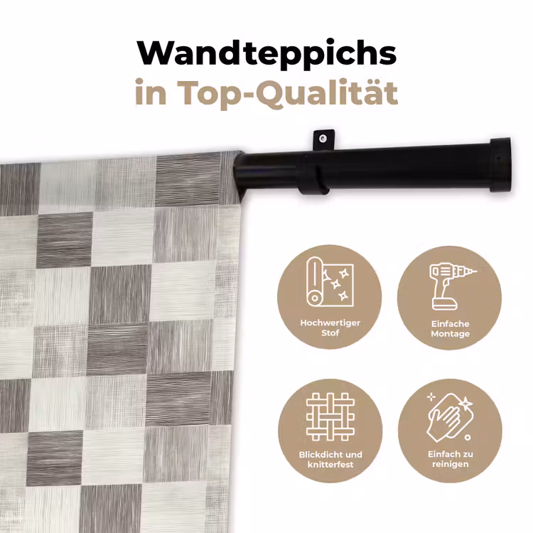 Patroon - Dambord - Houtnerf Wandkleed katoen klein 269 -tsfeer2_DE