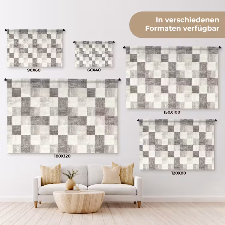 Patroon - Dambord - Houtnerf Wandkleed katoen klein 269 -tsfeer8_DE