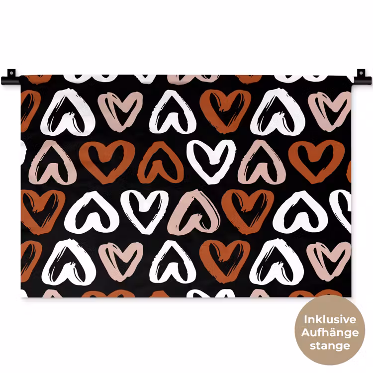 Patroon - Zwart - Hart Wandkleed katoen klein 269 -t3d_DE