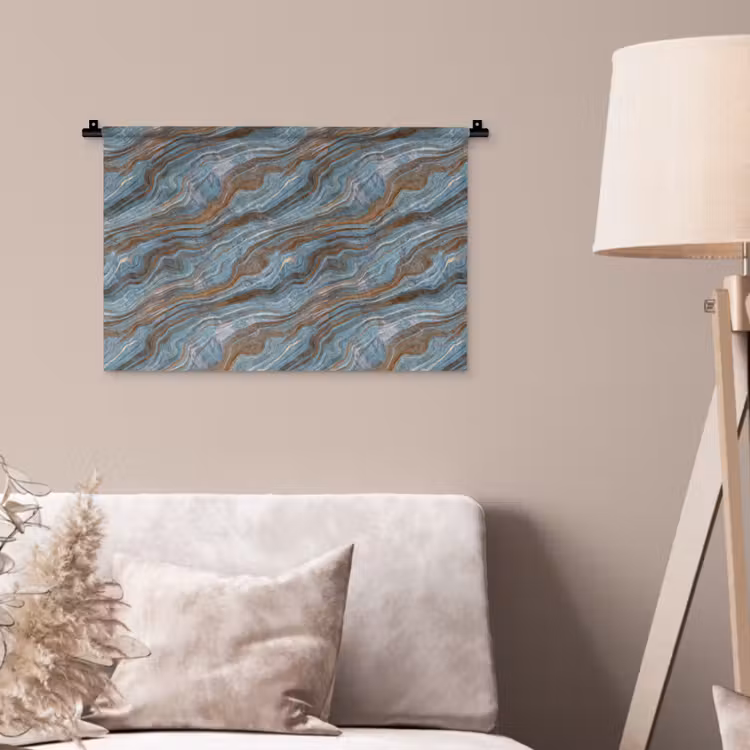 Patroon - Steen - Blauw Wandkleed katoen klein 269 -sfeer4