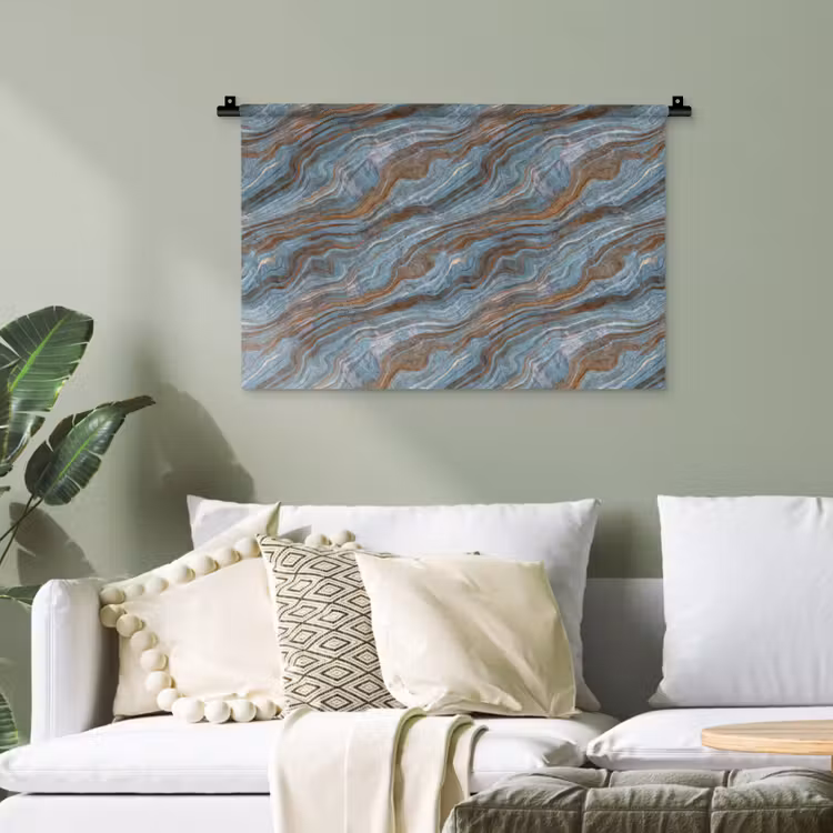 Patroon - Steen - Blauw Wandkleed katoen klein 269 -sfeer7