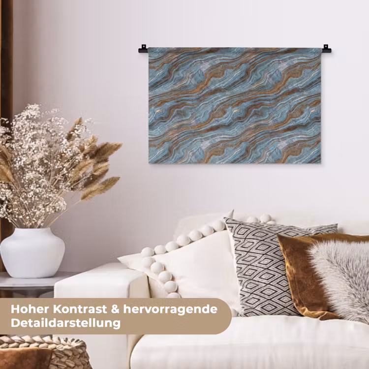 Patroon - Steen - Blauw Wandkleed katoen klein 269 -tsfeer1_DE