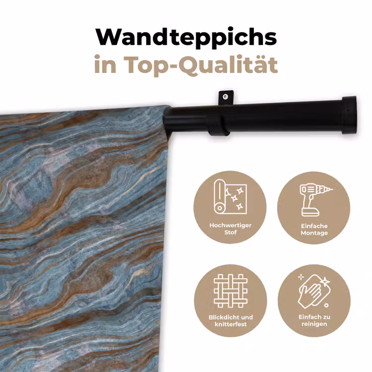 Patroon - Steen - Blauw Wandkleed katoen klein 269 -tsfeer2_DE