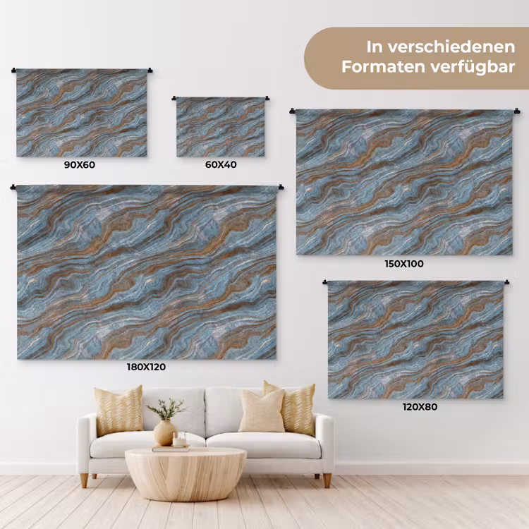 Patroon - Steen - Blauw Wandkleed katoen klein 269 -tsfeer8_DE
