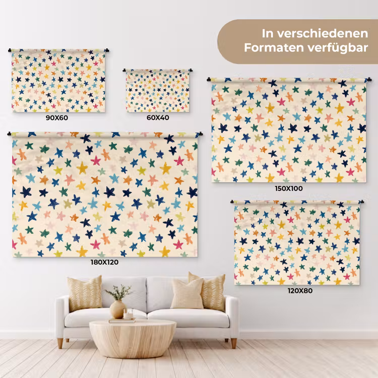 Patroon - Sterren - Kleurrijk Wandkleed katoen klein 269 -tsfeer8_DE