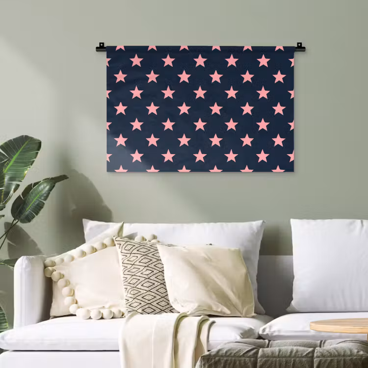Patroon - Sterren - Roze Wandkleed katoen klein 269 -sfeer7