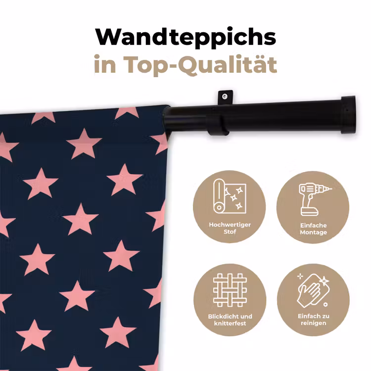 Patroon - Sterren - Roze Wandkleed katoen klein 269 -tsfeer2_DE
