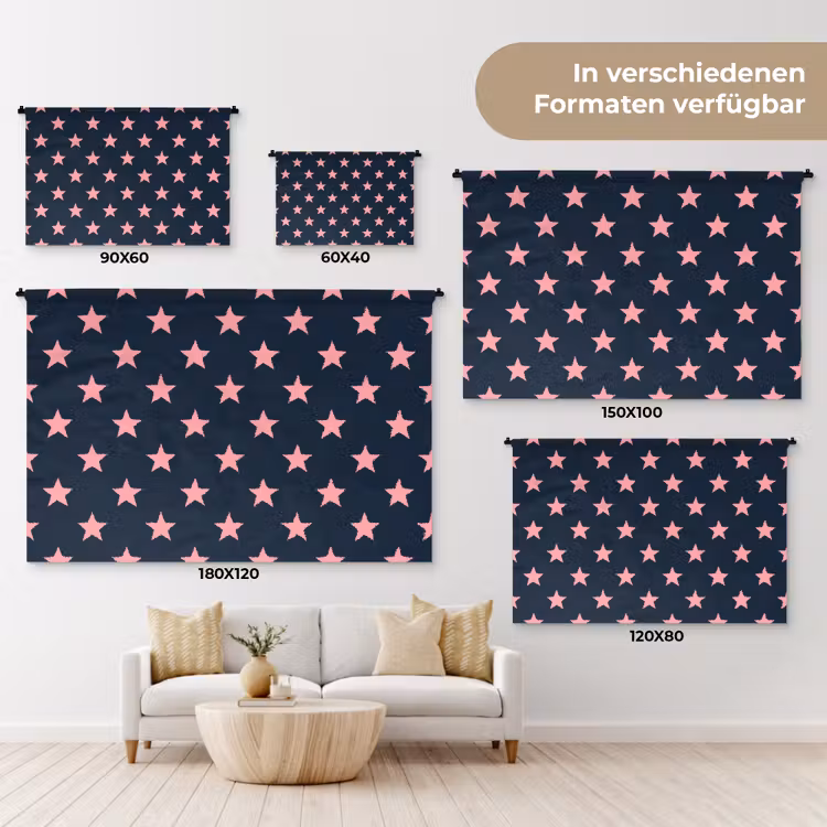 Patroon - Sterren - Roze Wandkleed katoen klein 269 -tsfeer8_DE