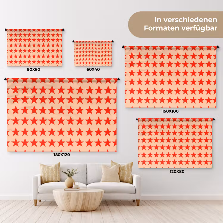 Patroon - Sterren - Rood Wandkleed katoen klein 269 -tsfeer8_DE