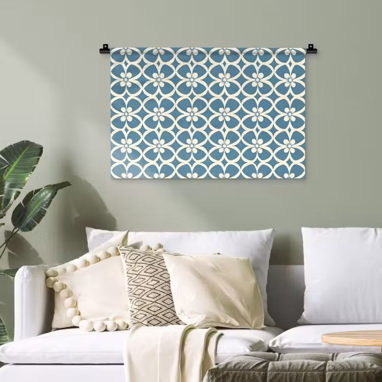 Patroon - Symmetrisch - Blauw Wandkleed katoen klein 269 -sfeer7