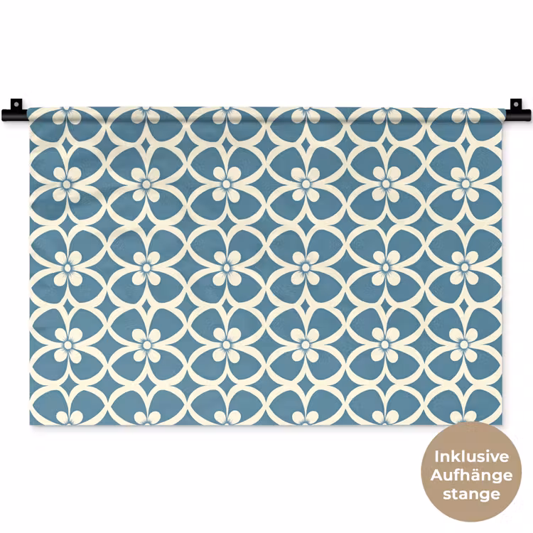 Patroon - Symmetrisch - Blauw Wandkleed katoen klein 269 -t3d_DE