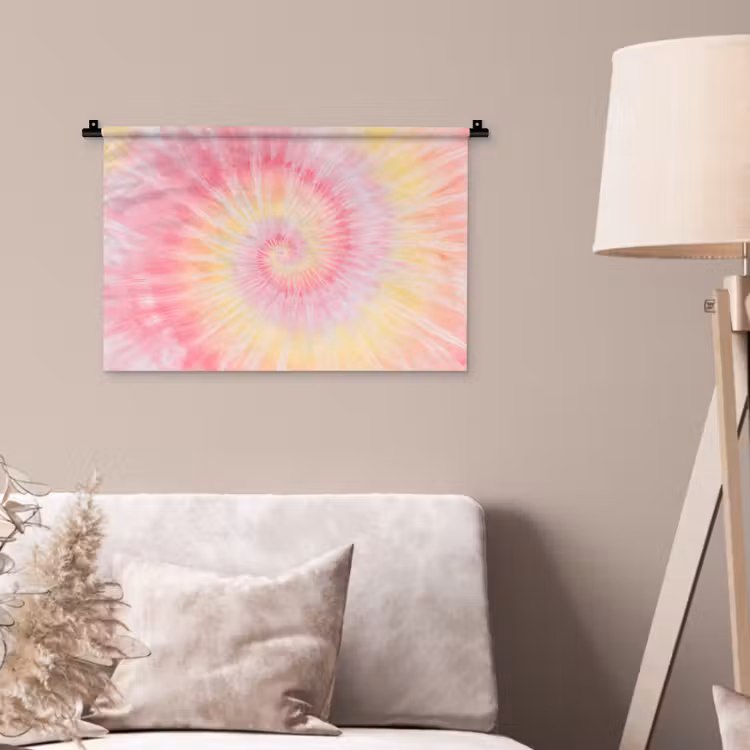 Patroon - Tie Dye - Pasteltinten - Roze Wandkleed katoen klein -sfeer4
