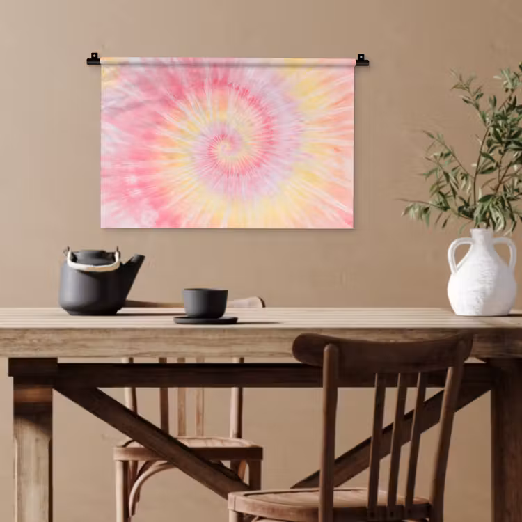 Patroon - Tie Dye - Pasteltinten - Roze Wandkleed katoen klein -sfeer6