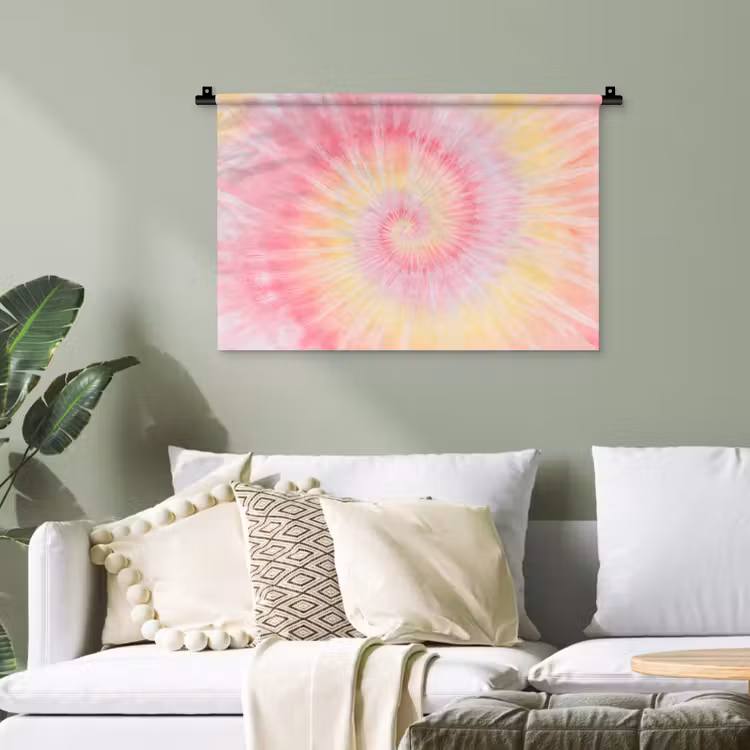 Patroon - Tie Dye - Pasteltinten - Roze Wandkleed katoen klein -sfeer7