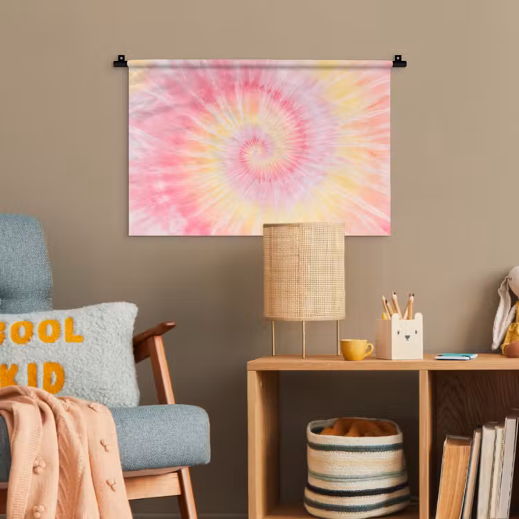 Patroon - Tie Dye - Pasteltinten - Roze Wandkleed katoen klein -wsfeer4_kind