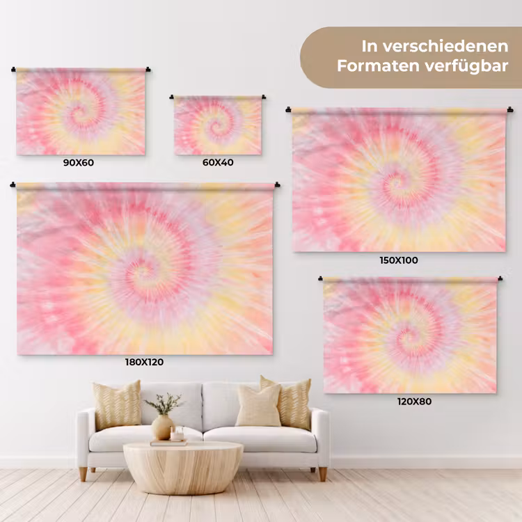 Patroon - Tie Dye - Pasteltinten - Roze Wandkleed katoen klein -tsfeer8_DE