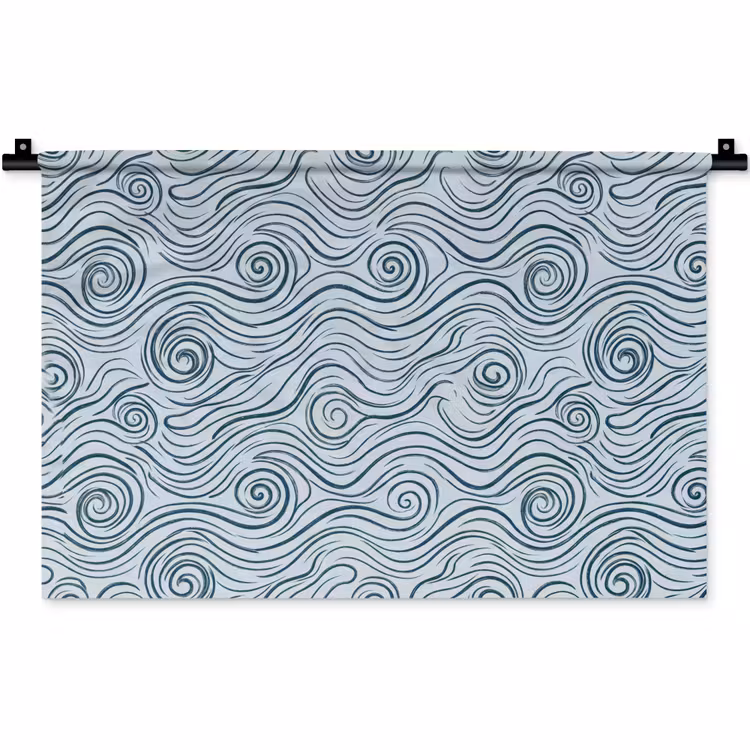 Patroon - Golven - Abstract - Modern - Blauw Wandkleed katoen klein -zz3d