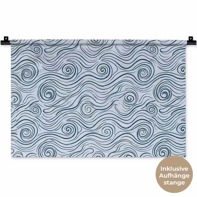 Patroon - Golven - Abstract - Modern - Blauw Wandkleed katoen klein -t3d_DE