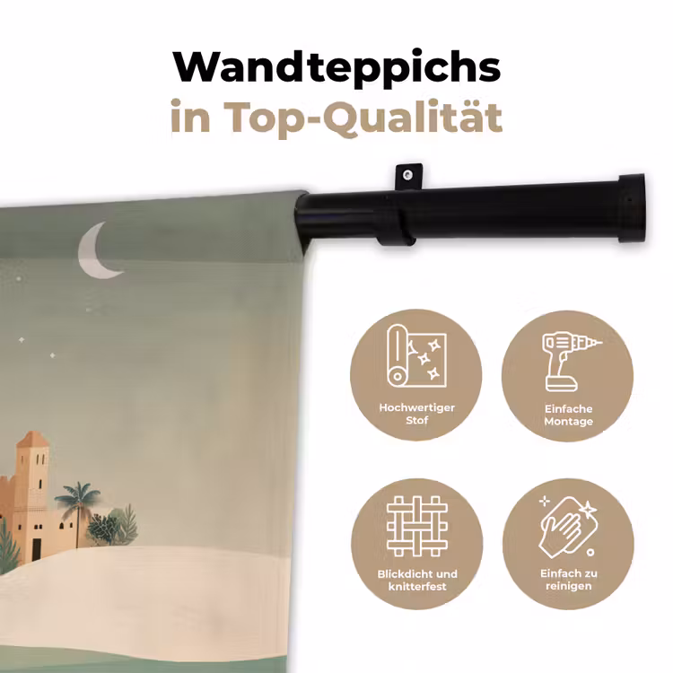 Nachtlandschap - Kamelen - Sterren - zandduinden Wandkleed katoen klein -tsfeer2_DE
