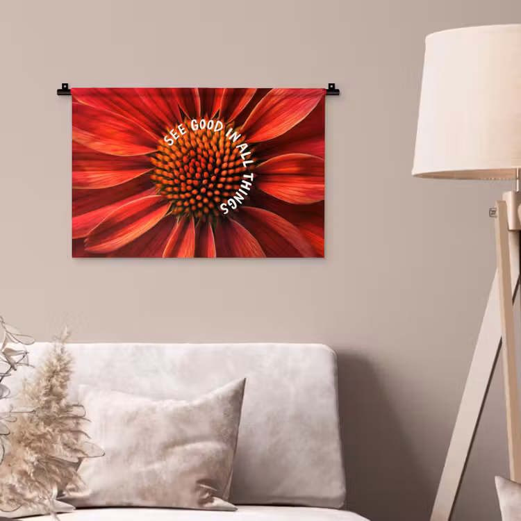 Close up - Bloem - Quote - Rood Wandkleed katoen klein -sfeer4
