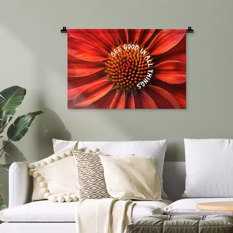 Close up - Bloem - Quote - Rood Wandkleed katoen klein -sfeer7