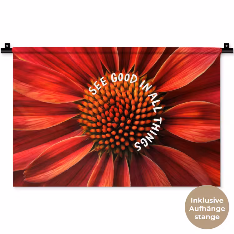 Close up - Bloem - Quote - Rood Wandkleed katoen klein -t3d_DE