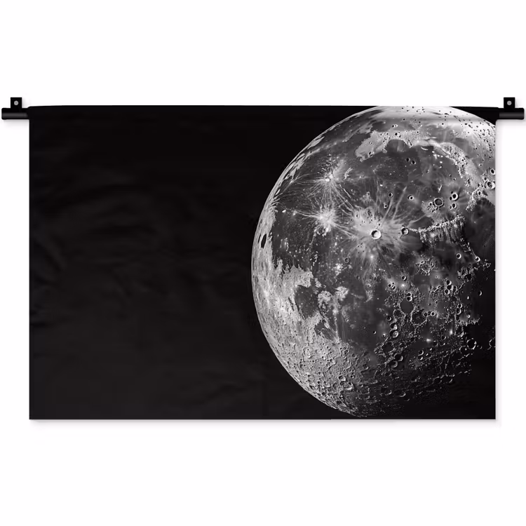 Close-up - Maan - Wit - Textuur Wandkleed katoen klein -zz3d