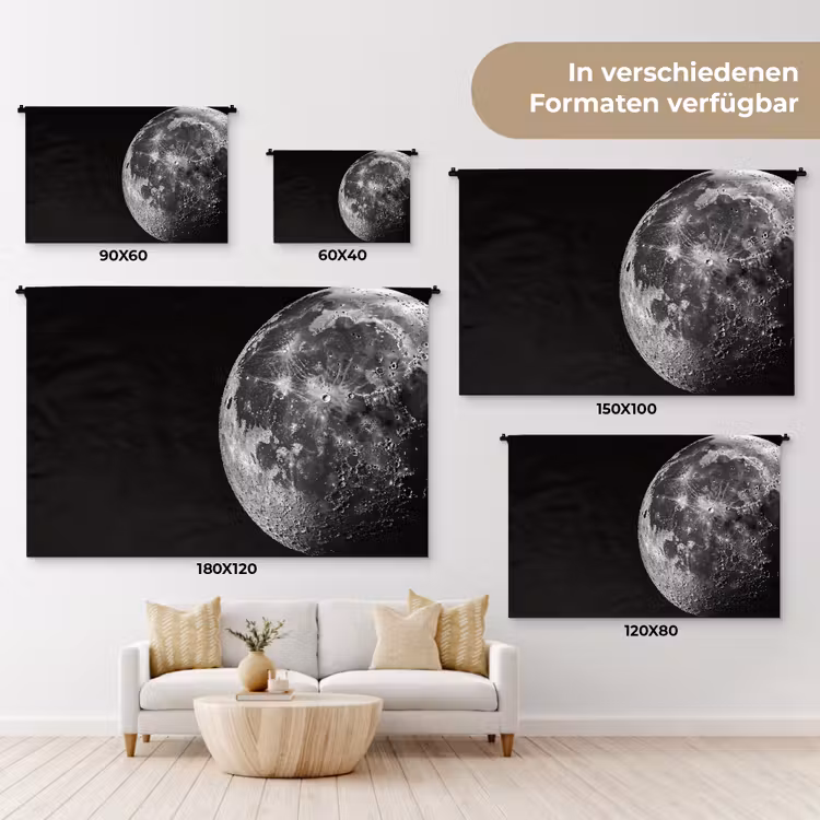 Close-up - Maan - Wit - Textuur Wandkleed katoen klein -tsfeer8_DE