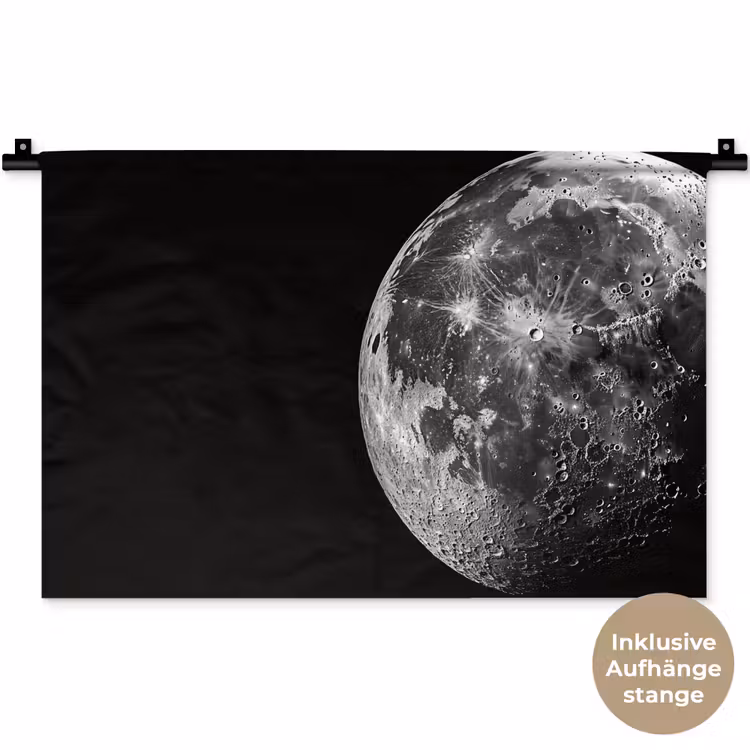 Close-up - Maan - Wit - Textuur Wandkleed katoen klein -t3d_DE