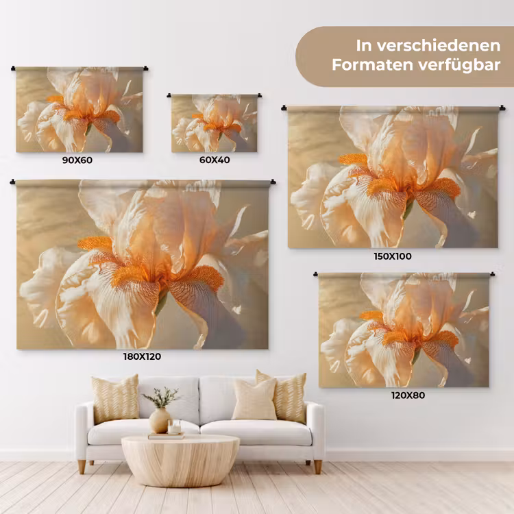 Close up - Oranje - Iris Wandkleed katoen klein -tsfeer8_DE