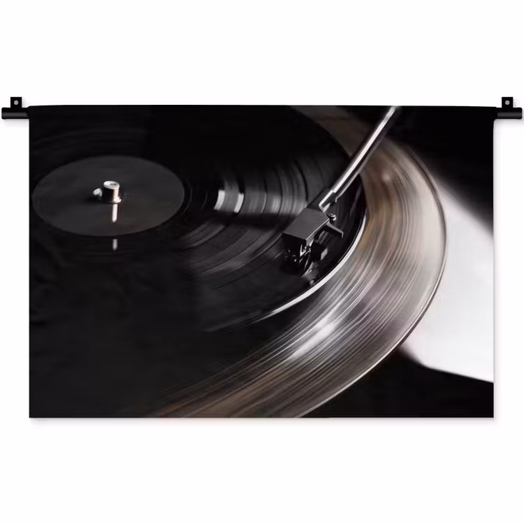 Close-up - Vinylplaat - Platenspeler - Zwart Wandkleed katoen klein -zz3d