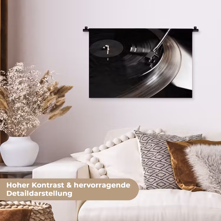 Close-up - Vinylplaat - Platenspeler - Zwart Wandkleed katoen klein -tsfeer1_DE