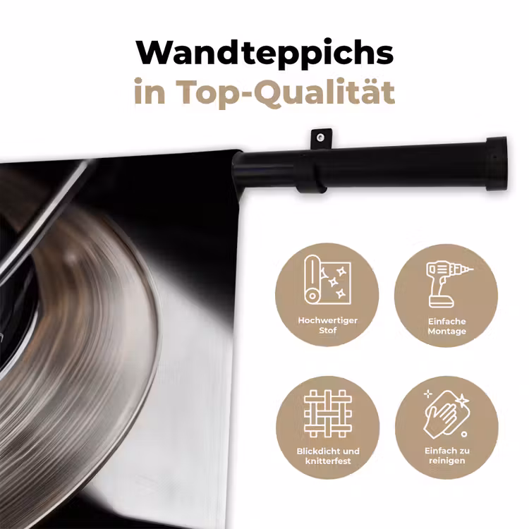 Close-up - Vinylplaat - Platenspeler - Zwart Wandkleed katoen klein -tsfeer2_DE