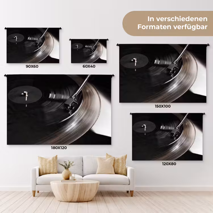 Close-up - Vinylplaat - Platenspeler - Zwart Wandkleed katoen klein -tsfeer8_DE
