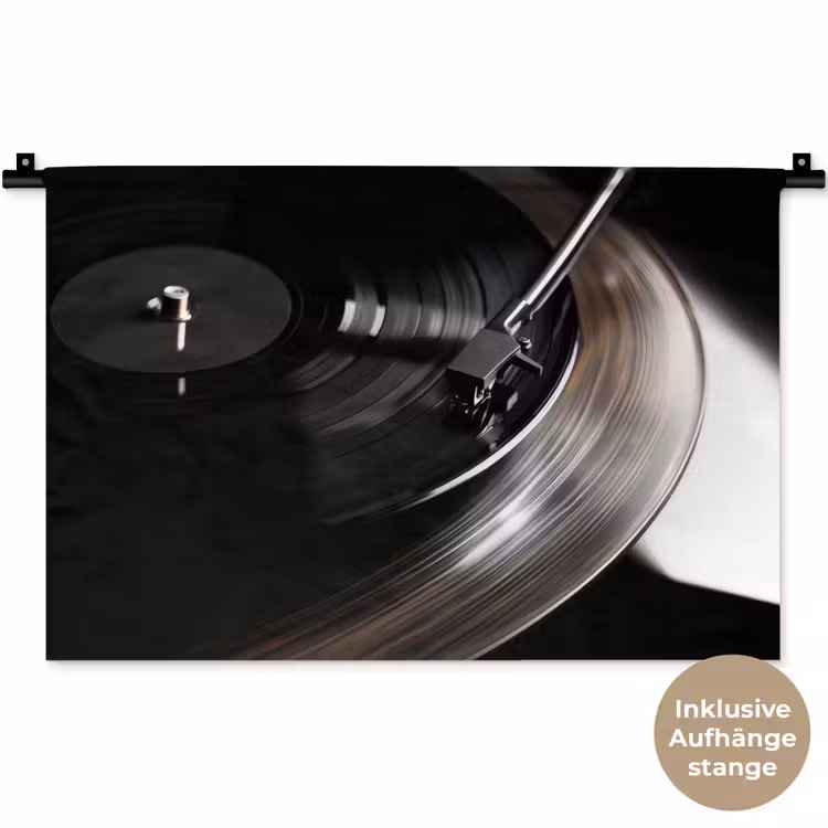 Close-up - Vinylplaat - Platenspeler - Zwart Wandkleed katoen klein -t3d_DE