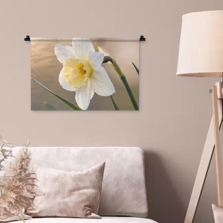 Narcis - Bloem - Minimalistisch Wandkleed katoen klein -sfeer4