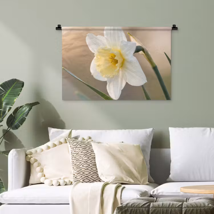 Narcis - Bloem - Minimalistisch Wandkleed katoen klein -sfeer7