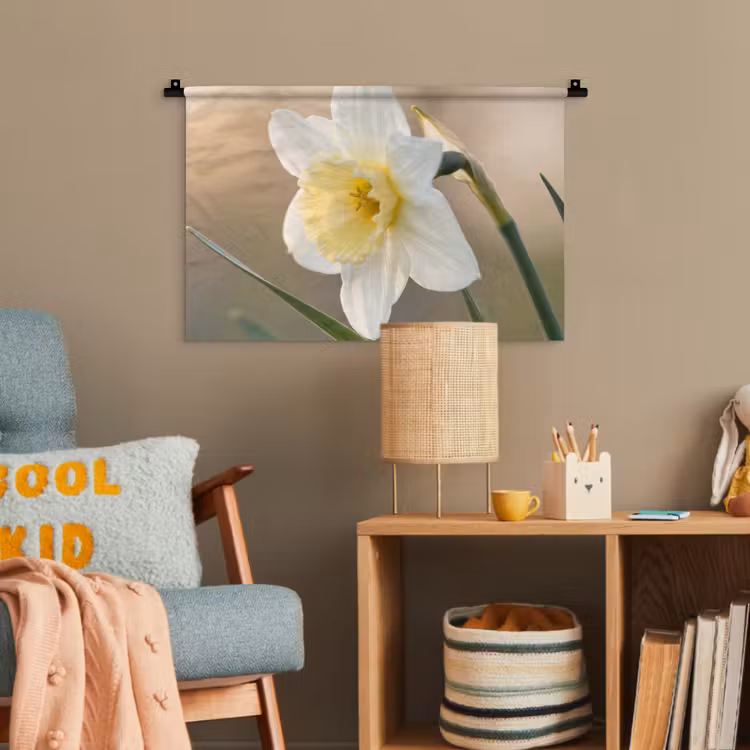 Narcis - Bloem - Minimalistisch Wandkleed katoen klein -wsfeer4_kind