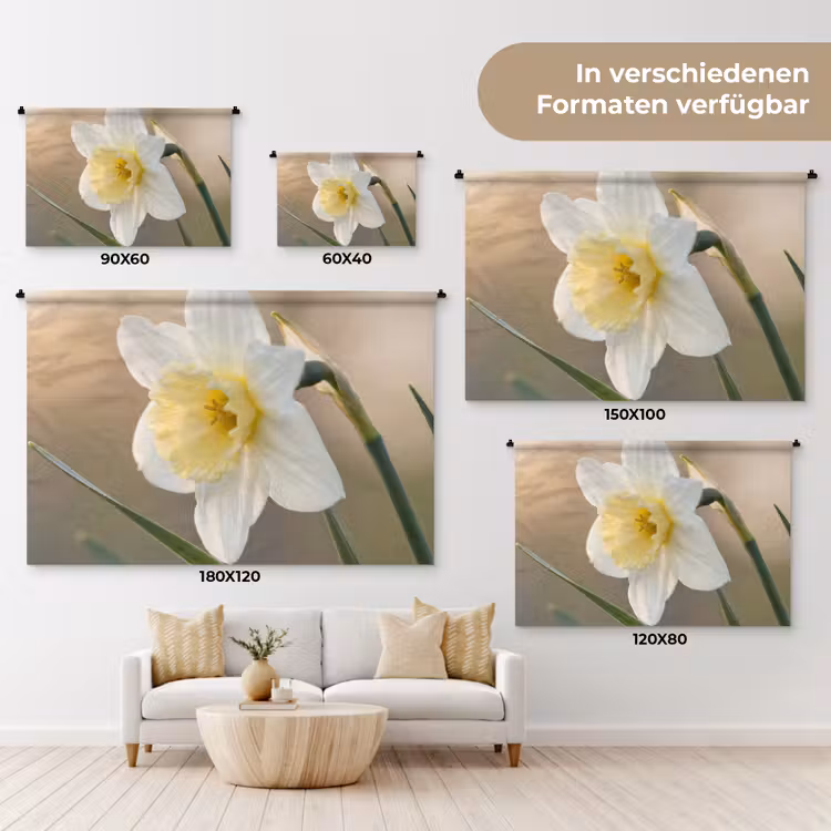 Narcis - Bloem - Minimalistisch Wandkleed katoen klein -tsfeer8_DE