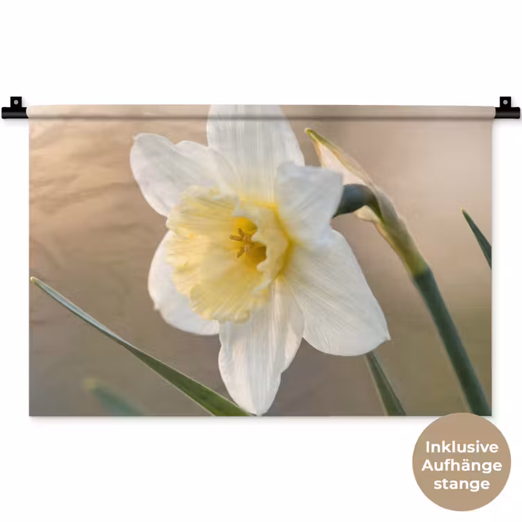 Narcis - Bloem - Minimalistisch Wandkleed katoen klein -t3d_DE