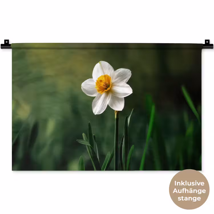 Narcis - Bloem - Wit - Grassprieten Wandkleed katoen klein -t3d_DE