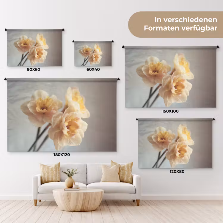 Narcissen - Geel - Bloemblaadjes Wandkleed katoen klein -tsfeer8_DE