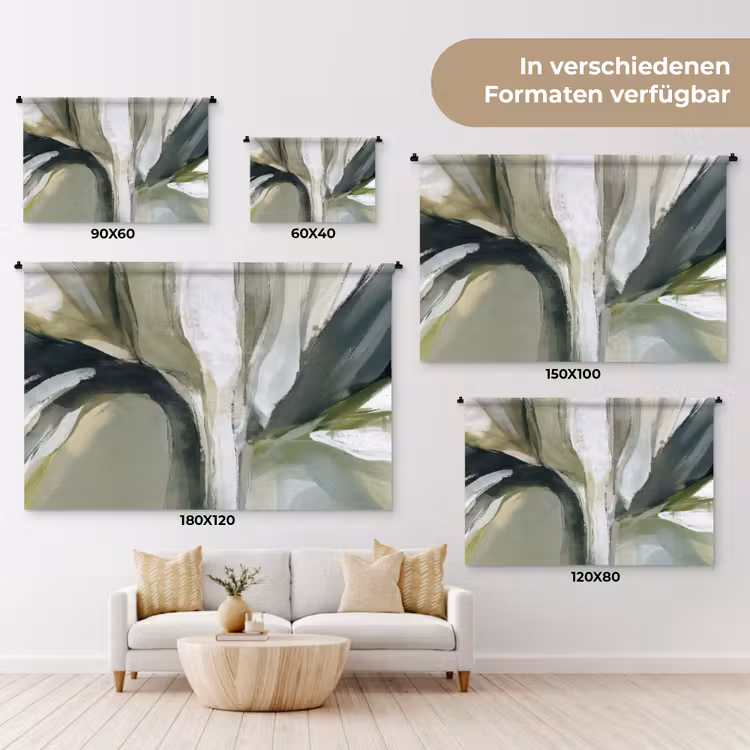 Natuur - Abstract - Groen - Penseelstreken Wandkleed katoen klein -tsfeer8_DE