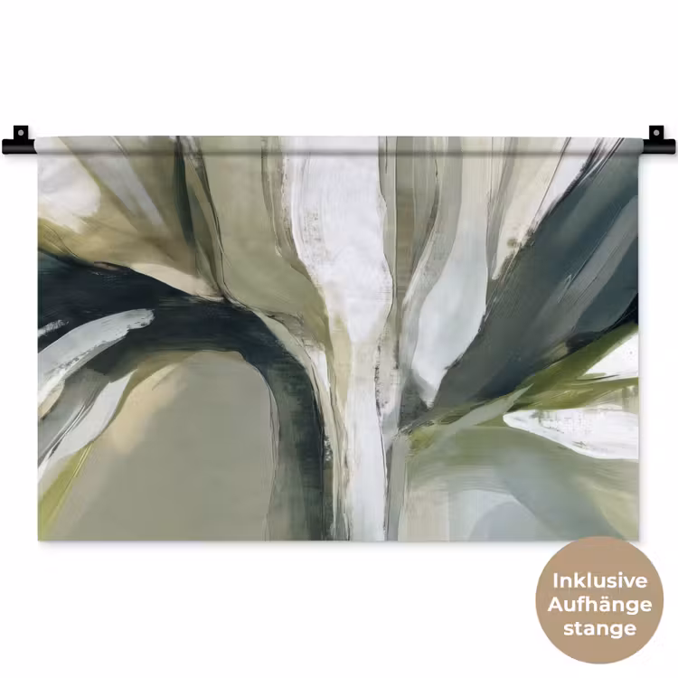 Natuur - Abstract - Groen - Penseelstreken Wandkleed katoen klein -t3d_DE